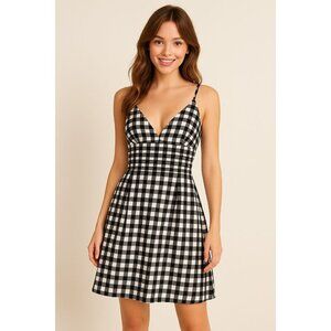 Banana Republic Black white Gingham Plaid Sundress Dress A-Line NWT Size 0